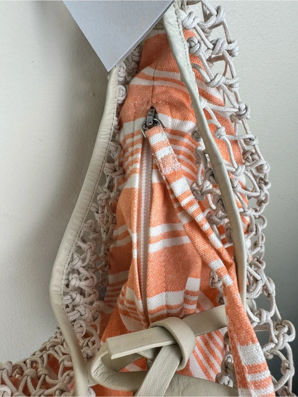 Free People Silver Springs Sling Bag Net Crochet Leather in cream